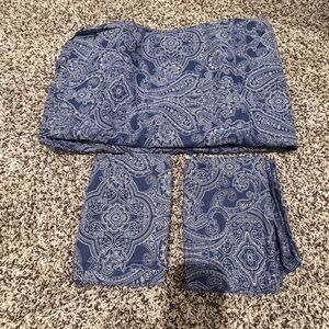 Ikea Jattevalmo KING Blue White Medallion Paisley Print Duvet Cover and 2 Shams